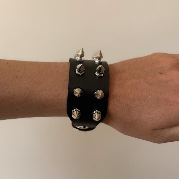 Y2K Volcanic Rock Cross Bracelet Black Beads 8-9 Inch Unisex Streetwear - Picture 8 of 9